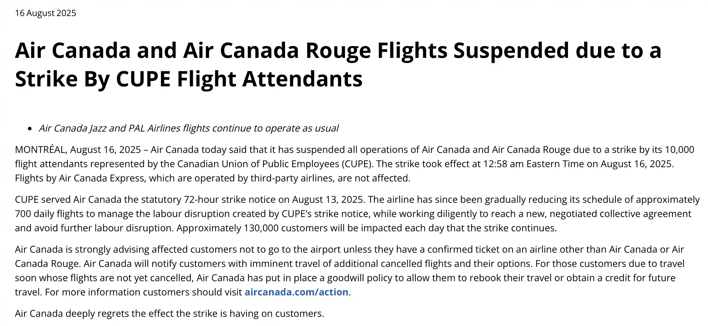 航司空乘罢工引爆停飞危机！直飞中国航班遭重创